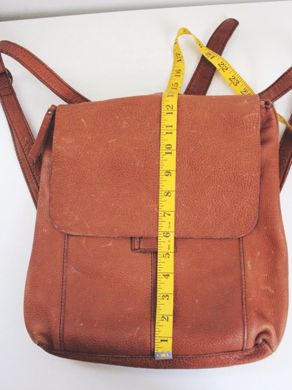 Vintage Duluth Trading Company Brown Leather Backpack Pebbled Shoulder Bag Tan - Picture 10 of 11